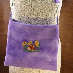 Hedgehog Daisy,  Hedgehog or Guinea Pig Carry Bag. Embroidered Bag, Ready to Ship Hedgehogs snuggle sack,  hanging pouch purse carry.