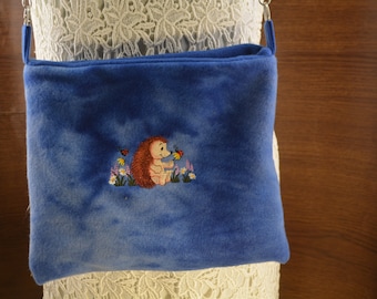 Hedgehog Lady bug,  Hedgehog or Guinea Pig Carry Bag. Embroidered Bag, Ready to Ship Hedgehogs snuggle sack,  hanging pouch purse carry.