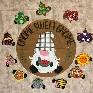 Gnome Sweet Gnome Sign, Mantel Decor, Gnome  Mantel Decor, Gnome Attachments for different seasons, Gnome Sweet Gnome