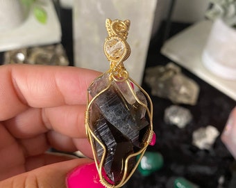Smoky Lemurian Wire Wrapped Pendant