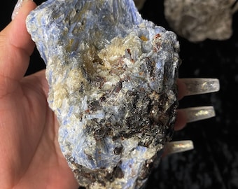 Blue Kyanite with Spessartine Garnet Specimen