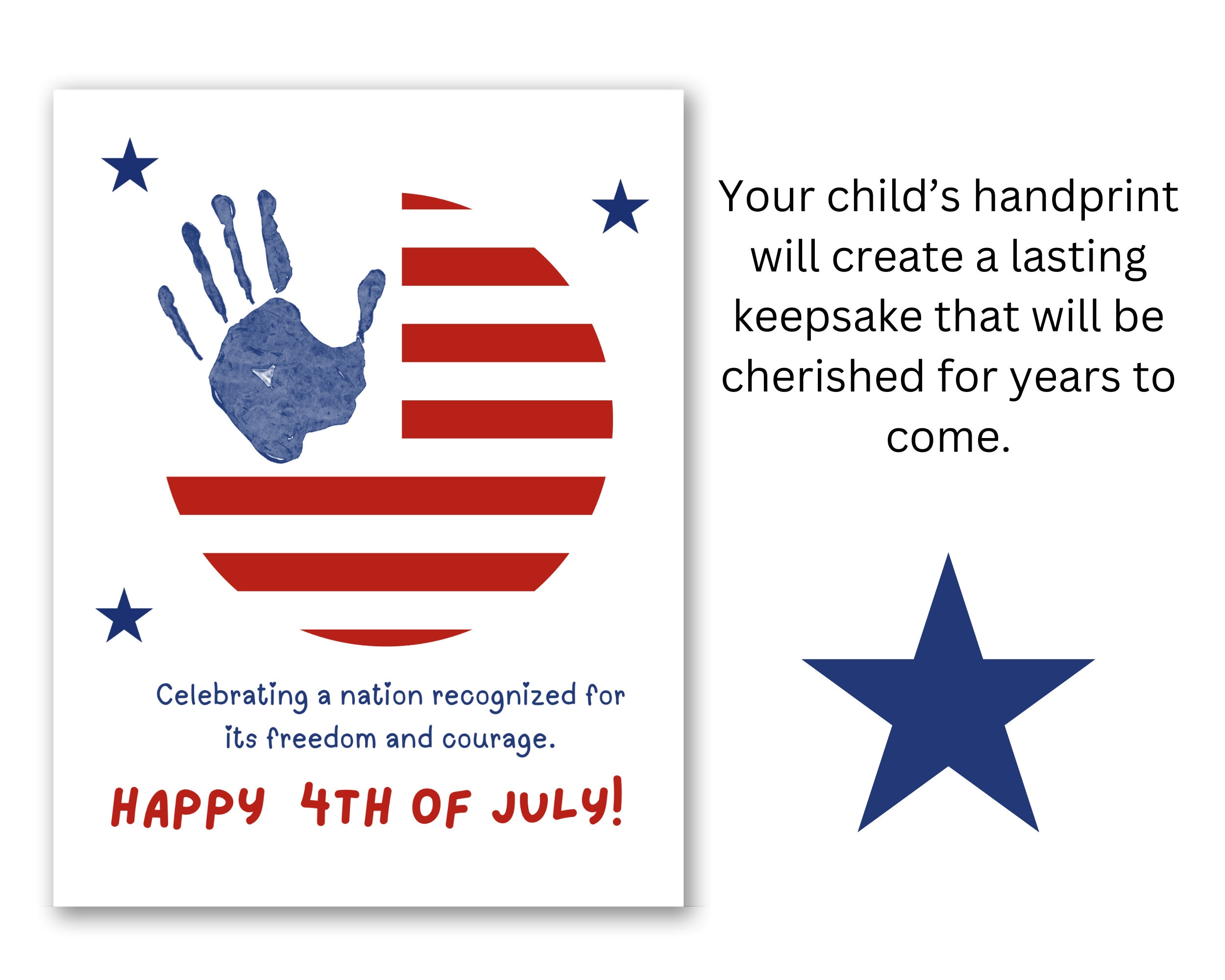 Printable 4th of July Handprint Craft for Kids, 4th of July Keepsake Art, Camp, Toddler ...