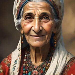 Portrait, old Turkish woman, Turkish Women, digital AI image for download, AI, art, art, wall art, wall art, poster, tradition, nice