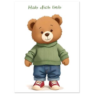 Teddybär, Hab dich lieb, Baby und Kleinkind Zimmer, Kinderzimmer Deko, Poster Premium matt, Kindergeschenke, Kinderzimmer Wandkunst, Cartoon