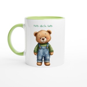 Taza infantil, osito, te amo, taza infantil, taza infantil, verde, idea de regalo, regalos para niños, 325 ml