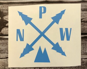 Pacific Northwest Decal | PNW Bumper Sticker with trees and mountains | Mountain Decal