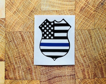 Police Support Decal, Back the Blue Flag Decal, Police Support Sticker, Blue Line Police Badge Sticker, Police Wife
