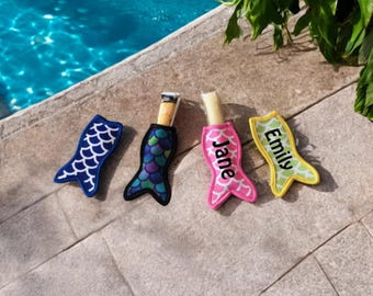 Blank Mermaid tail kids ice Pop Popsicle sleeve frozen treat holder freezie ice pop sleeve Classroom Party Favor Summer Birthday party favor