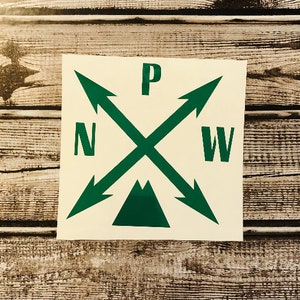 Pacific Northwest Decal | PNW Bumper Sticker with trees and mountains | Mountain Decal