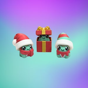 Santa Frog, Elf & Present Fidget Clicker | 3D Printed Christmas Fidget Toy | Cute Frog Stocking Stuffer | Holiday Sensory Toy