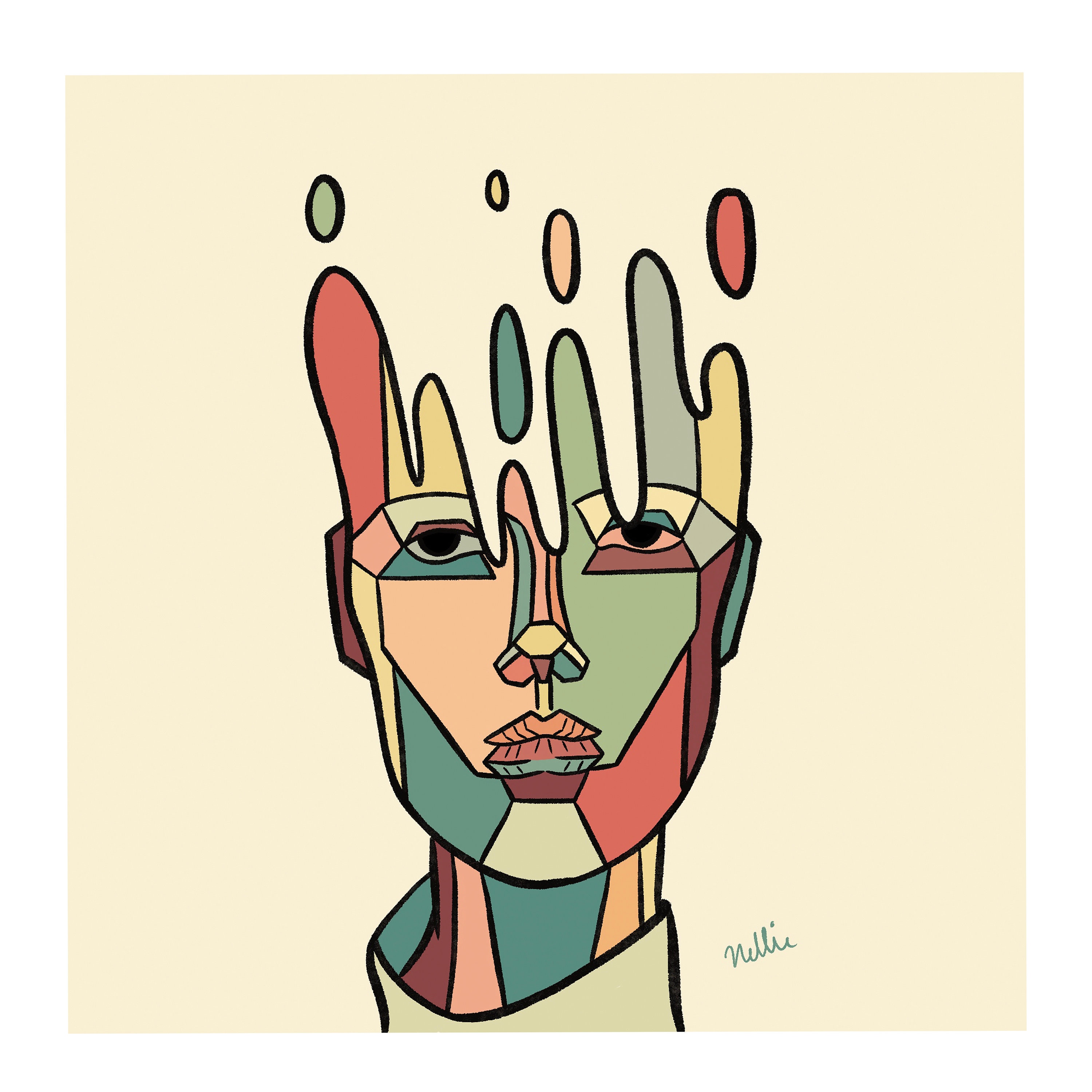 Geometric Abstract Multicolor Face Graphic Archival Matte Wall Etsy UK