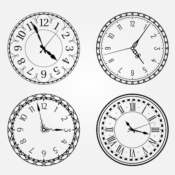 Clock Faces SVG Bundle, Adjustable Clock Arow, commercial use, instant download, Clock face template, Clock stencils