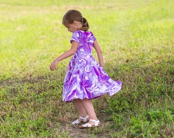 Modest Handmade Dress Girl/Toddler/Baby- Violet Marble- Spring- Summer