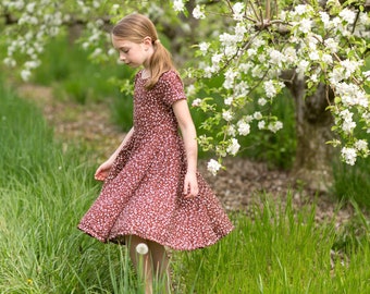 Modest Handmade Dress Girl/Toddler/Baby- Brown Leopard Rib- Summer- Autumn