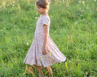 Modest Handmade Dress Girl/Toddler/Baby- Sand Animal Print- Autumn- Winter