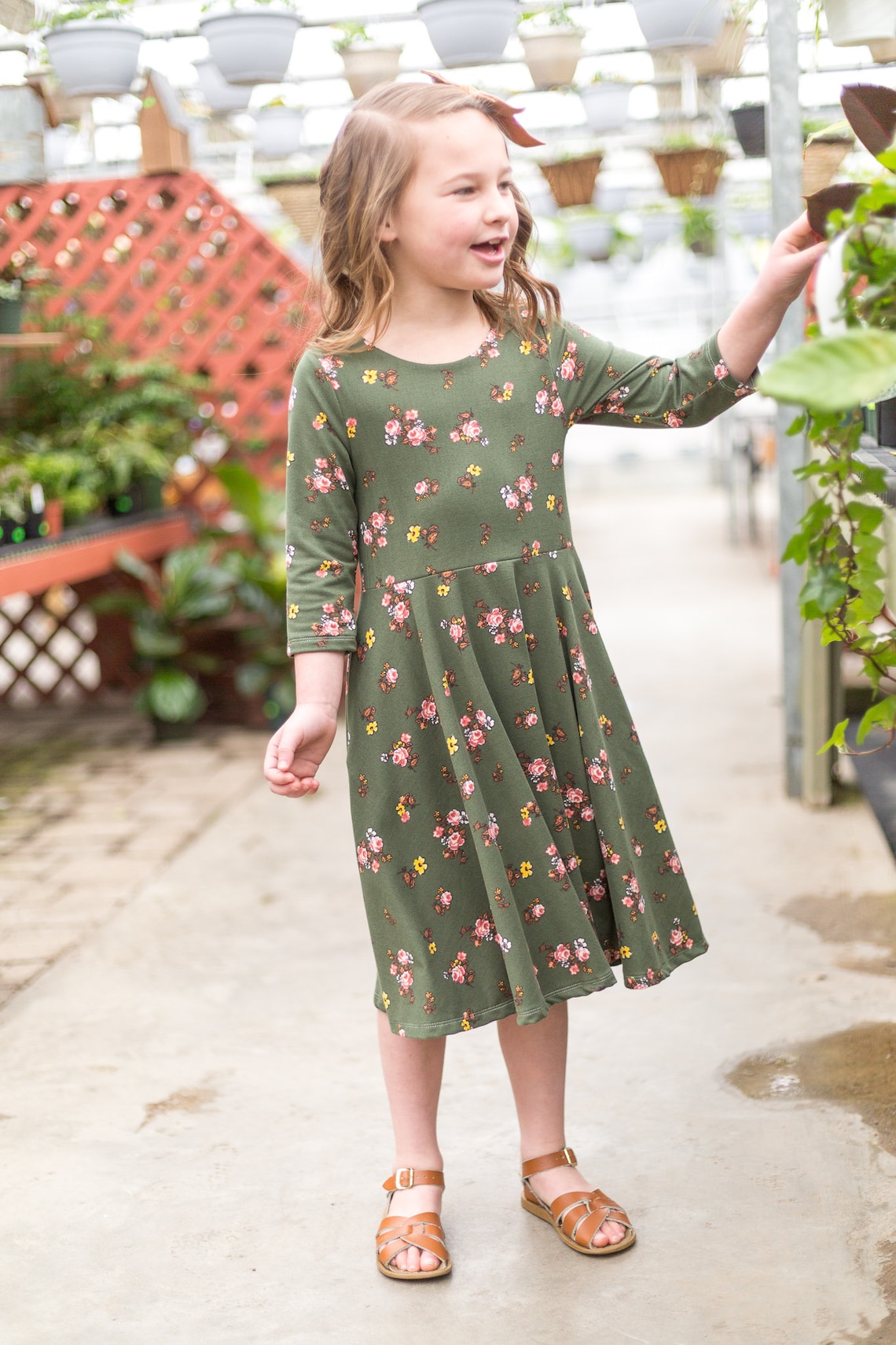 Modest Handmade Dress Girl/Toddler/Baby Olive Floral Winter | Etsy