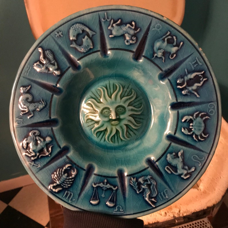Handmade Zodiac Horoscope Ashtray With Astrology Signs / Sun. Hand