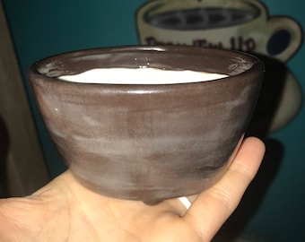 Ceramic Bonsai Pot Planter with Dark Brown Glaze - Has Drainage / Wire Holes - Includes Free Drainage Mesh (FREE SHIPPING)