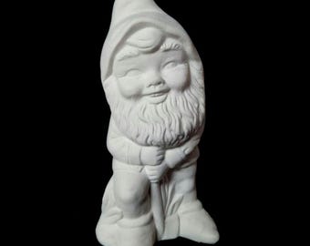 DIY Bisque Alberta's Garden Gnome w/ Shovel Paint Your Own Pottery! Ready to Paint. FREE SHIPPING for all orders 35+