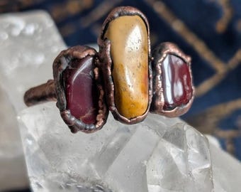 Mookaite Jasper ring size 9 electroformed copper jewelry boho hippie goth witch jewelry