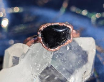Obsidian ring size 5 crystal jewelry electroformed copper jewelry