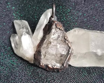 Quartz crystal necklace pendant electroformed copper jewelry