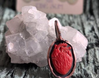 heart cameo necklace pendant electroformed copper jewelry