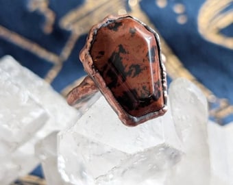 Mahogany Obsidian rings size 6 electroformed copper jewelry boho hippie goth witch jewelry