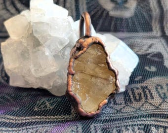 Citrine necklace pendant electroformed copper jewelry