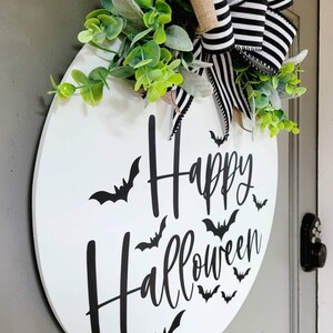 Happy Halloween Door Hanger Spooky Decor Halloween Bat Etsy