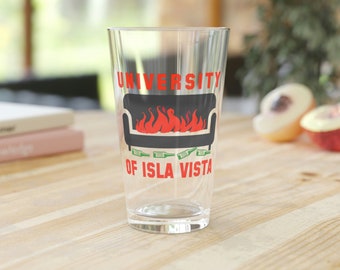 Isla Vista Pint Glass, UCSB Alumni Gift, Burning Couch Design