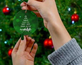 Holiday Ornaments - Holiday Ornaments - Tree Ornaments - Christmas Ornaments - Santa's Reindeers Ceramic Ornament
