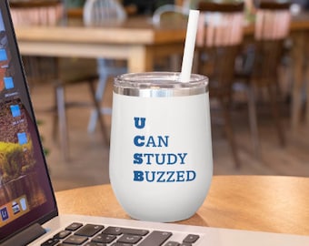 UCSB Alumni Stainless Steel Wine Tumbler, You Can Study Buzzed