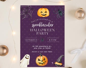 Editable Halloween Party Invitation Spooky Printable Template Halloween Invite Instant Download Costume Party Digital Invitation