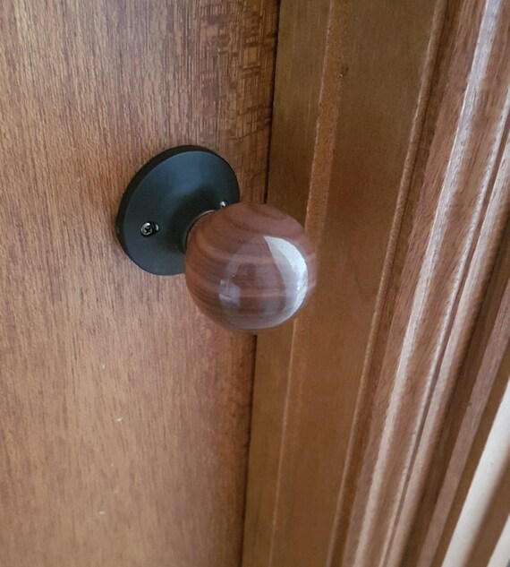 Walnut Wooden Door Knob Set Etsy