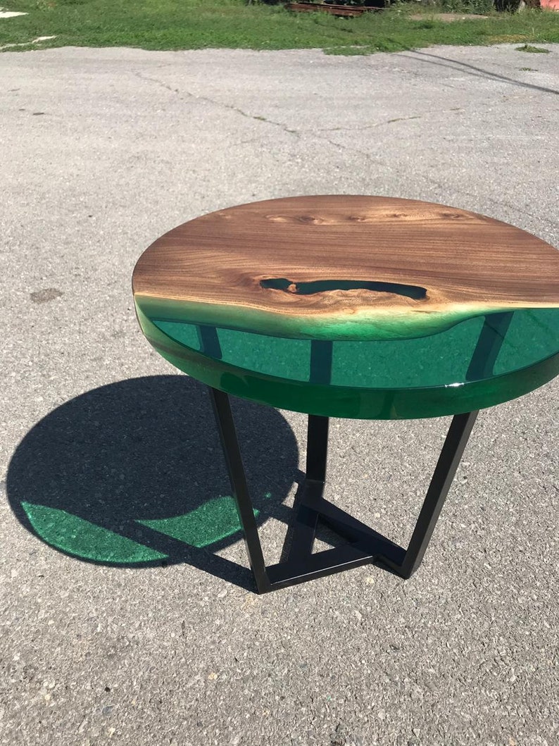 LIVE EDGE Coffee Table with Green Epoxy Resin on the Side Etsy