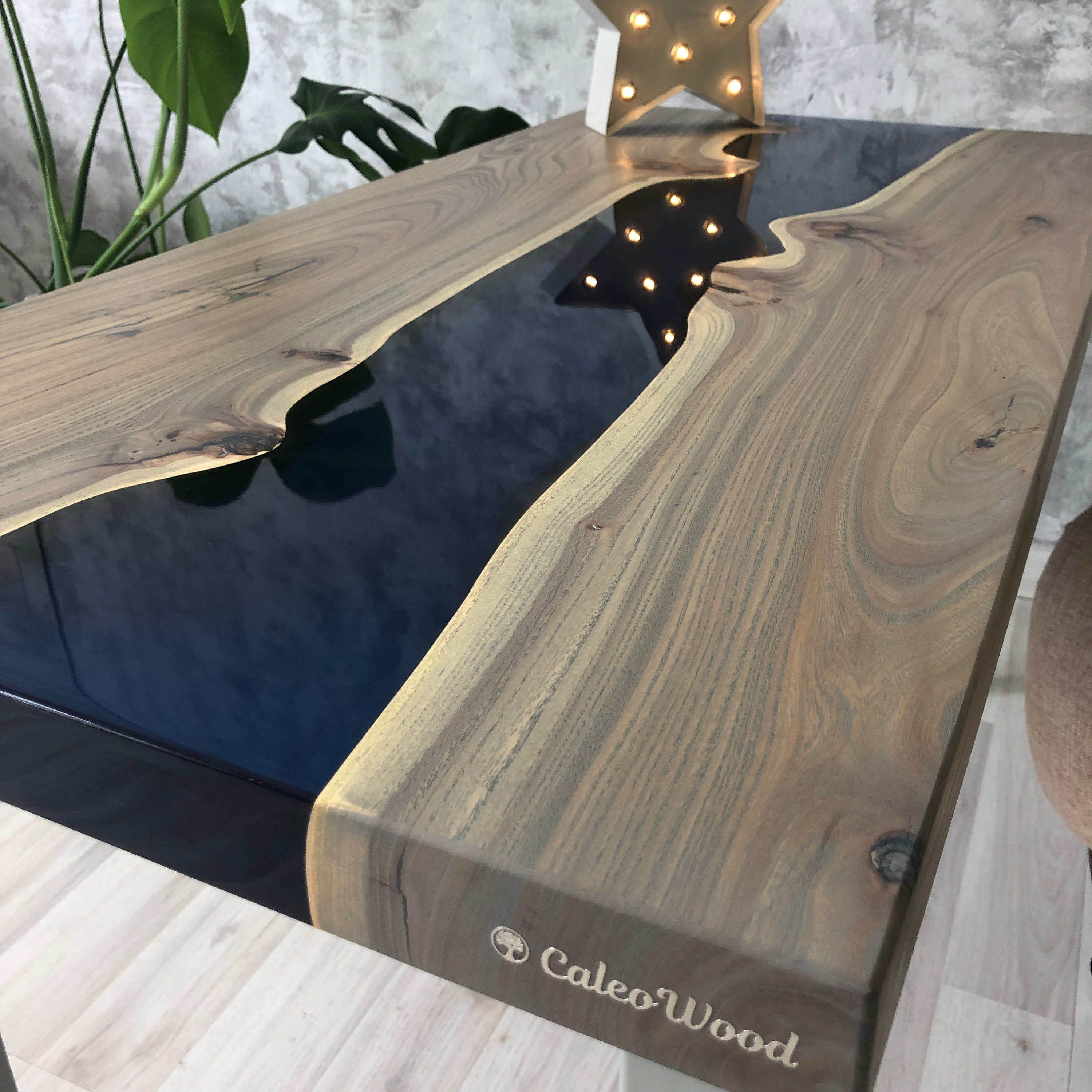 BLUE EPOXY River Coffee Table live edge wooden table with Etsy