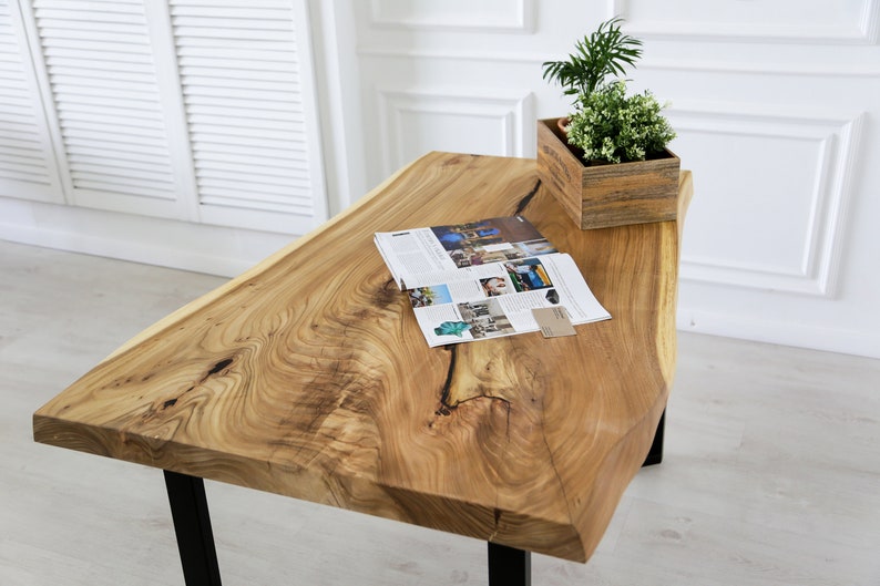 Elm Wood Table Custom size Handmade Dining Table Wooden Etsy