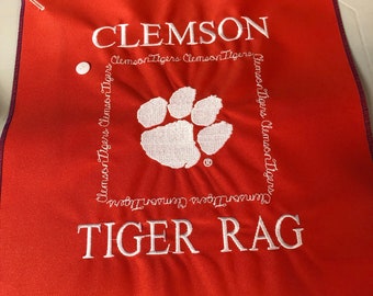 Handmade Embroidered Clemson Tiger Rags