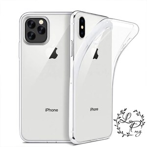May include: A clear phone case with a raised lip around the edges to protect the screen. The case is designed for an iPhone and has the word "iPhone" printed on the back.