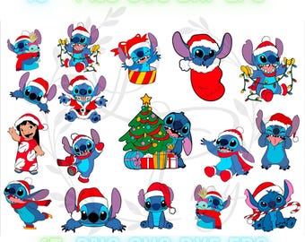 Merry Christmas Disney SVG Bundle - Lilo and Stitch - Christmas Stitch - Svg Png Dxf - Digital Download - Instant Download - Stich Logo