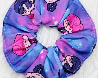 Tie-Dye Scrunchie: Pastel Chibi Character Hair Accessory Korean pop