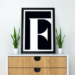 F Initial Artwork Black Letter F F Poster F Print Minimalist Wall Art Home Decor Initial Print Single Letter Print Name Initial