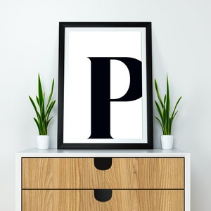 P Initial Artwork P Print Letter P Name Initial Home Decor Initial Print Printable Art Letter Letter Artwork Single Letter Print