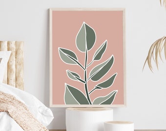 Botanical Leaf Print Leaf Print Wall Art Botanical Print Plant Wall Art Original Artwork Botanical Wall Art Plant Print Pink Wall Art Floral