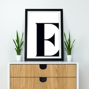 E Print E Initial Artwork Letter E E Poster Single Letter Print Name Initial Living Room Wall Art Kids Room Decor Retro Letter Art
