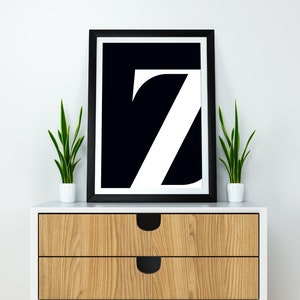 Z Print Letter Z Letter Artwork Single Letter Print Black Z Initial Artwork Name Initial Bedroom Wall Art Initial Print Printable