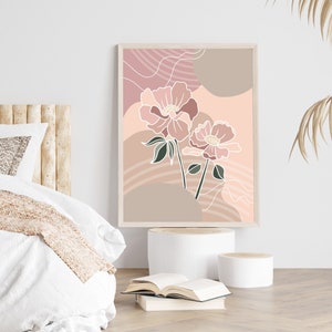 Flower Wall Art Pink Flower Dusty Pink Wall Art Floral Print Pink Flower Print Botanical Art Original Artwork Boho Floral Wall Art Floral