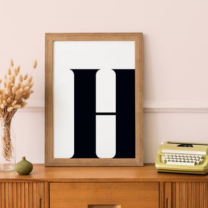 H Initial Artwork H Print Letter H H Poster Single Letter Print Name Initial Initial Print Printable Art Letter Art Retro Print