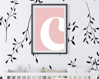 C Initial Artwork C Print Letter C Living Room Wall Art Initial Print Kids Room Decor Letter Art Single Letter Print Name Initial